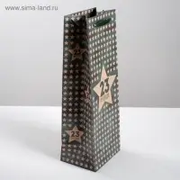 Пакет подарочный под бутылку, упаковка, &laquo;23 февраля&raquo;, 36&times;13&times;10 см