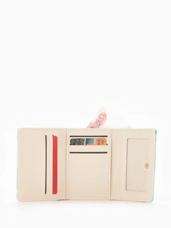 Кошелёк женский на кнопке, 10&times;1.5&times;8 см, с принтом, зелёный/бирюзовый