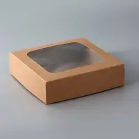 Коробка складная, с окном, крафт, 15 х 15 х 4 см Коробка складная, с окном, крафт, 15 х 15 х 4 см