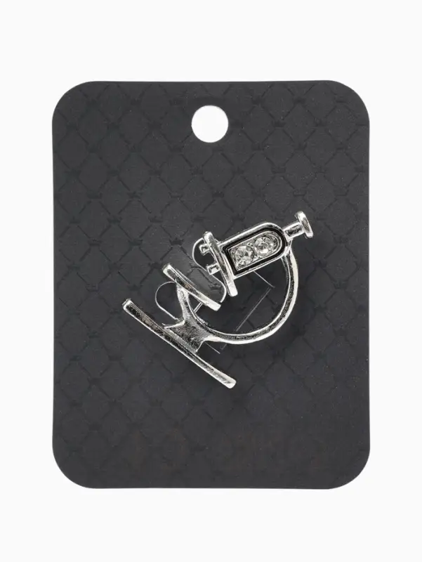 Брошь &laquo;Микроскоп&raquo;, чёрно-белая в серебре