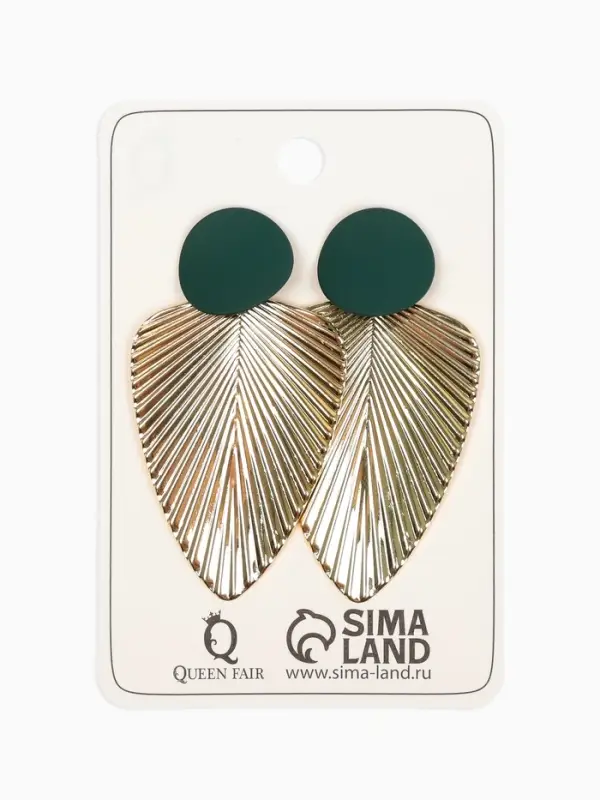Серьги металл &laquo;Геометрия. Линии&raquo;, цвет золотой, зелёный
