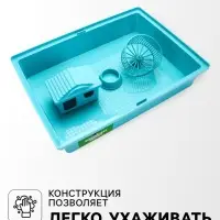 Клетка для грызунов &laquo;Пижон&raquo;, 38&times;27&times;27 см, складная, домик, миска, колесо, бирюзовая