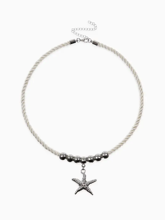 Кулон на шнурке &laquo;Морская звезда&raquo;, L=45 см, бело-серебристый