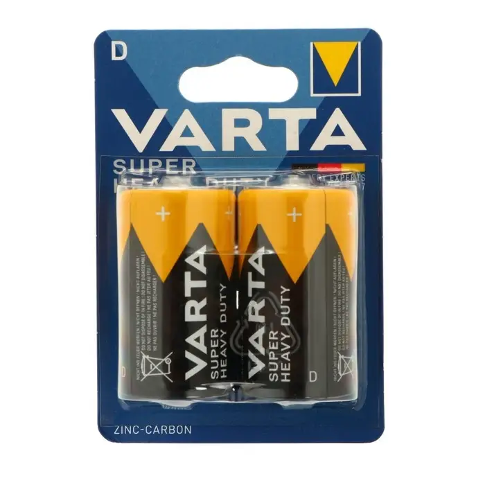 Батарейка солевая Varta SUPER LIFE D, набор 2 шт.