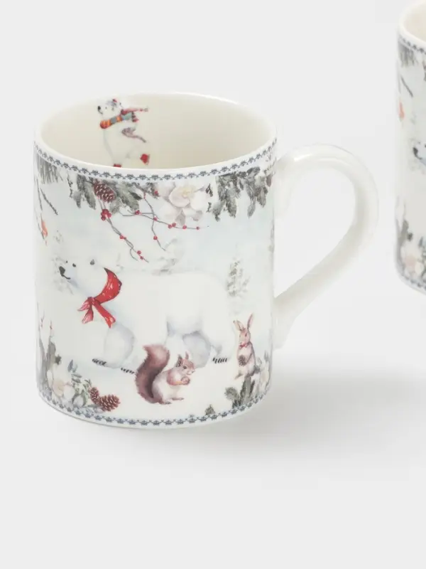 Набор кружек новогодних «Белый мишка», 2 шт., 220 мл, керамика, подарочная упаковка, белый