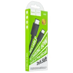 Кабель Type-C на Type-C 2M 60W X88 HOCO черный