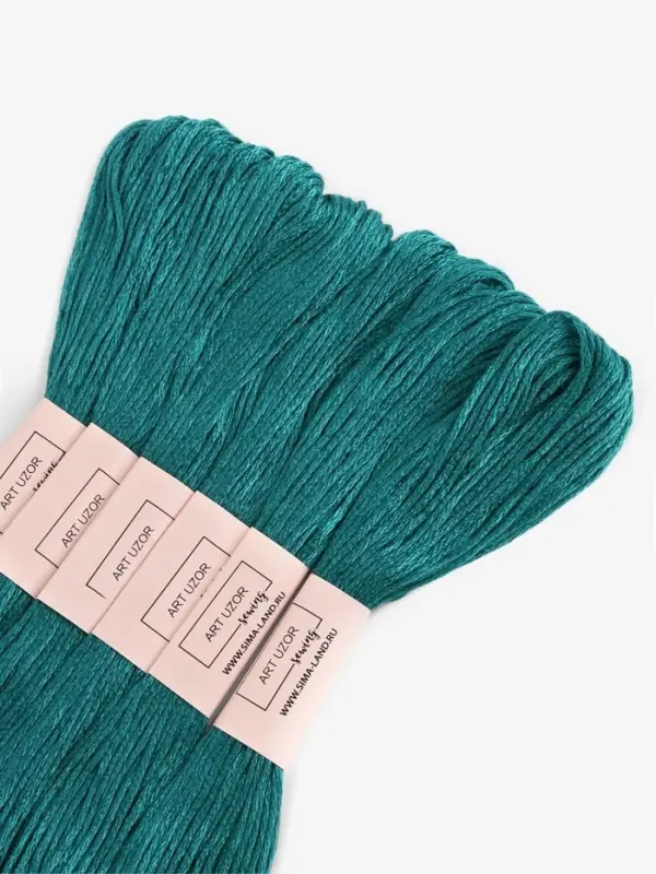 Нитки мулине №3808, 8&plusmn;1 м, набор 6 шт., тёмно-бирюзовый