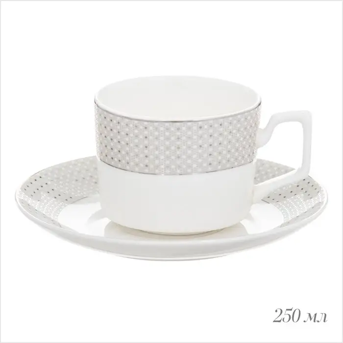 Чайный сервиз WY Eternal, 12 предметов, кружка 250 мл 6 шт., блюдце 6 шт., фарфор