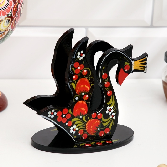 Салфетница «Лебедь», 7 х 12 см, хохлома Салфетница «Лебедь», 7 х 12 см, хохлома