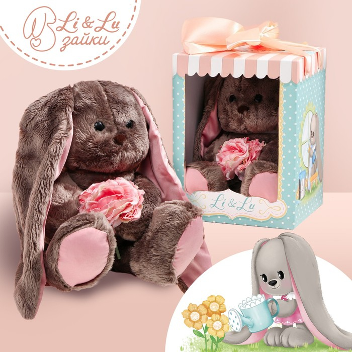 Мягкая игрушка «Li с розовыми цветами», заяц, 25 см Мягкая игрушка «Li с розовыми цветами», заяц, 25 см