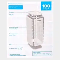 Плетёная корзина для белья с крышкой "Лён" 100л 43×32×80см, цвет графит Плетёная корзина для белья с крышкой "Лён" 100л 43×32×80см, цвет графит