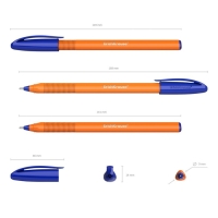 Набор ручек шариковых ErichKrause U-108 Orange Stick, 3 штуки, игольчатый узел 1.0 мм, цвет чернил синий, супермягкое письмо, корпус оранжевый