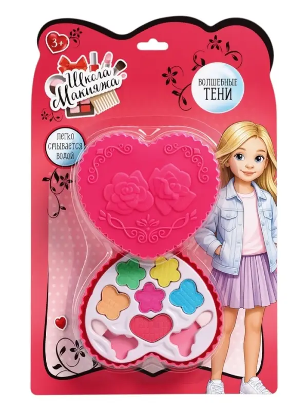 Набор косметики для девочки &laquo;Сердечко&raquo; тени 6 цветов + 2 аппликатора