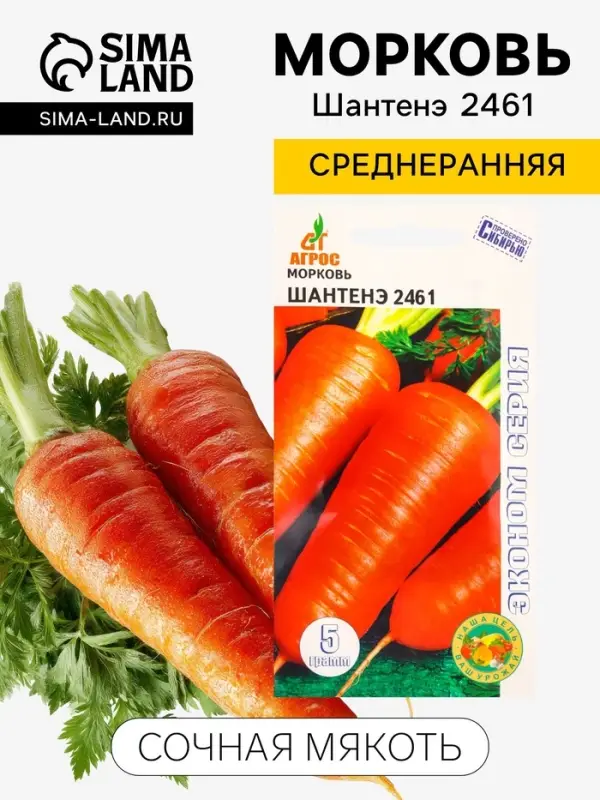 Семена Морковь &laquo;Шантенэ 2461&raquo;, 5 г, &laquo;Агросс&raquo;
