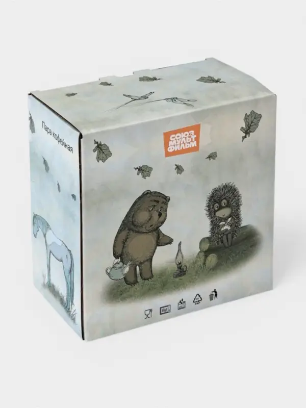 Кофейная пара КОРАЛЛ &laquo;Ёжик в тумане&raquo;, 210 мл, фарфор, белая