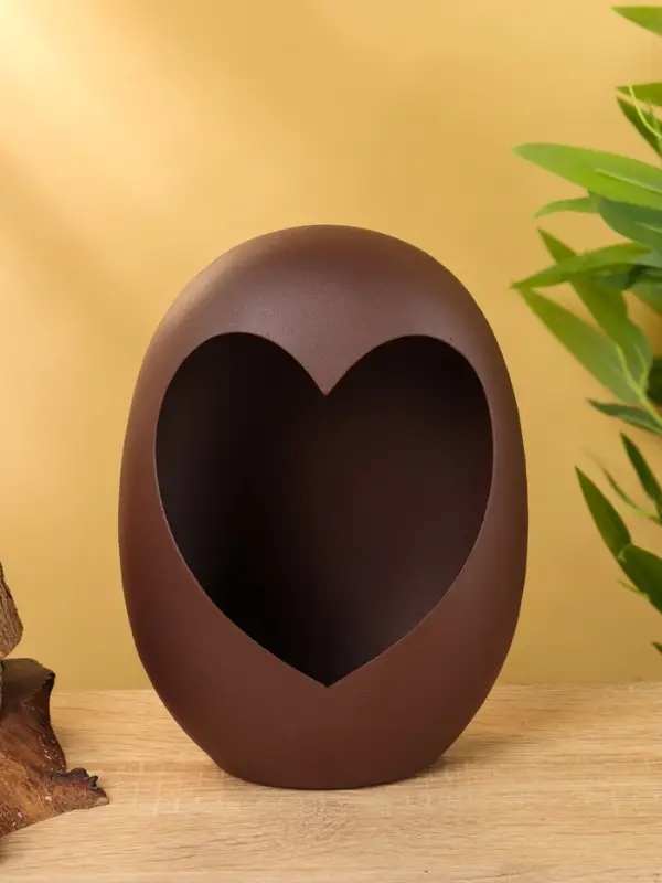 Подсвечник в форме сердца текстурный «Шоколад», 16.5×8.5×22+/- 1 см