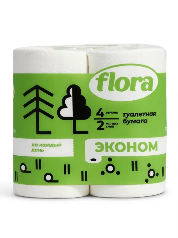 Туалетная бумага &laquo;Флора&raquo;, 2 слоя, 4 рулона