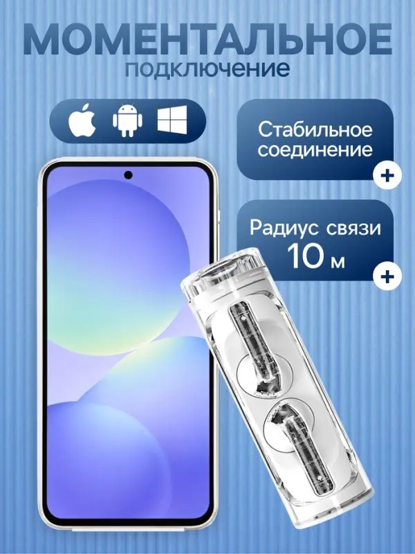 Наушники беспроводные YX11, TWS, вкладыши, Bluetooth 5.3. 28/200 мАч, шумоподавление, белые в прозрачном кейсе