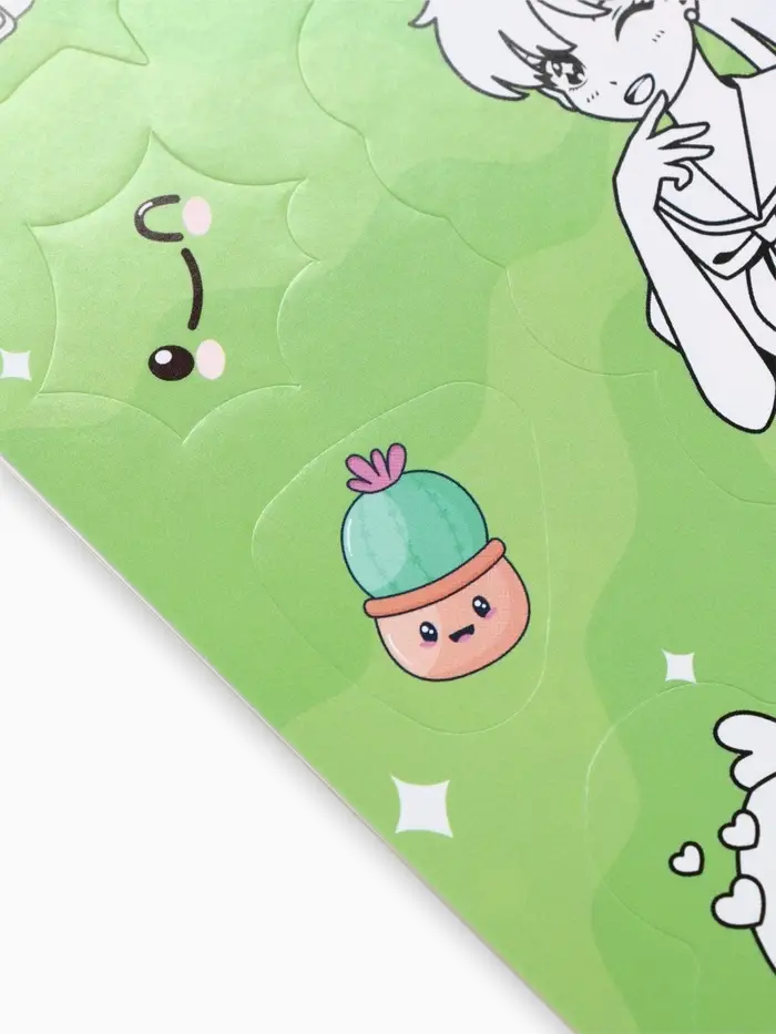 Наклейки детские, раскраска, 3 листа, А5 «Аниме»