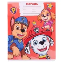 Тетрадь в крупную клетку 12 листов, 5 видов МИКС, обложка мелованный картон, Щенячий патруль