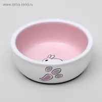 Миска для кроликов, 200 мл, 10&times;3.7 см, керамика, белая, розовая