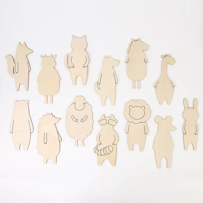 Роспись по дереву &laquo;Весёлые зверята&raquo;, 13 основ, с наклейками