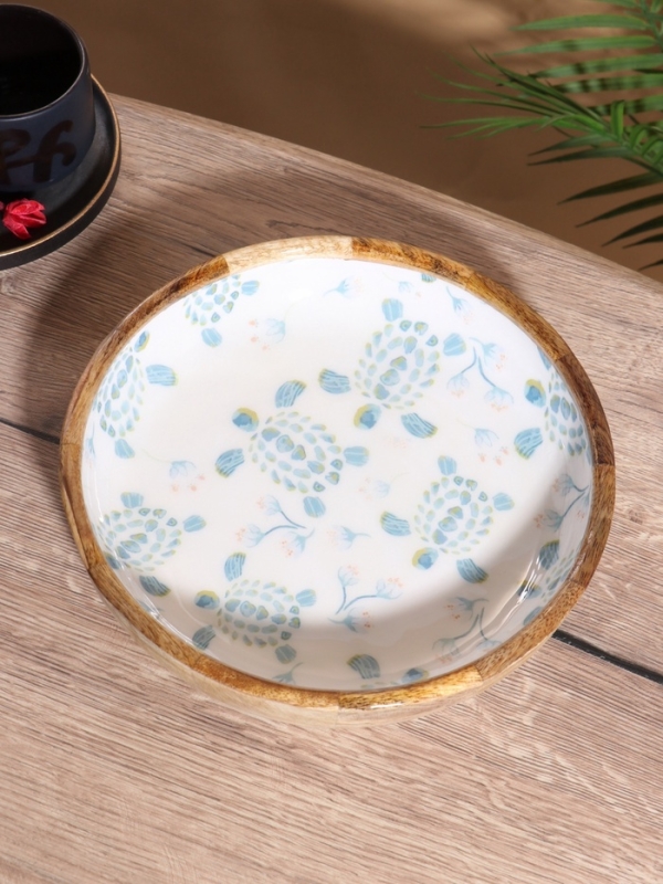 Блюдо Блюдо "Черепаха и цветы" дерево манго 25,5х25,5х6 см