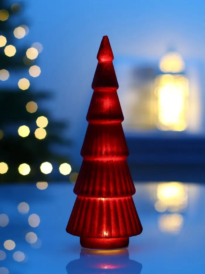Фигура светодиодная "Елка красная бархатная", 5 LED, 23 см, от бат. 3xAG13, Т/БЕЛЫЙ