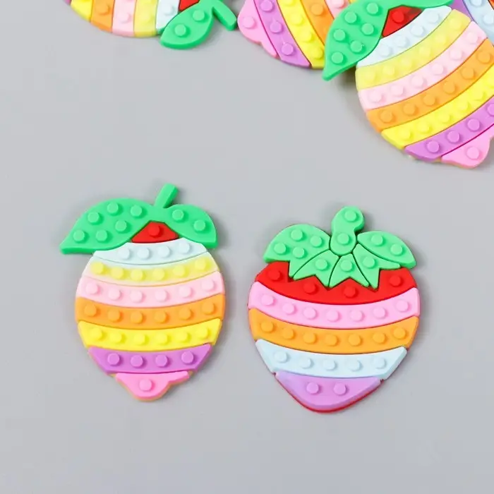 Декор для творчества резина "Клубника и лимон" набор 16 шт 3,5х2,5 см