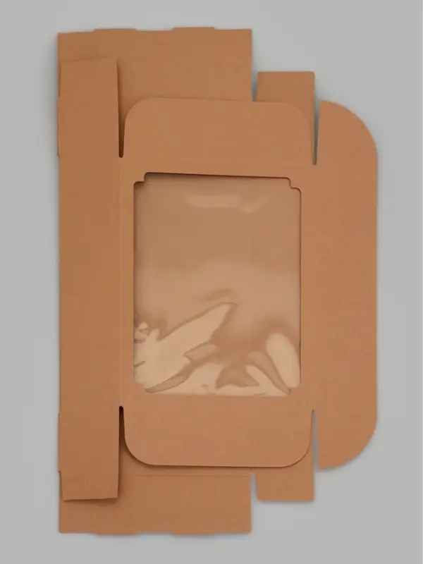 Коробка самосборная с окном, бурая, 38 х 28 х 9 см