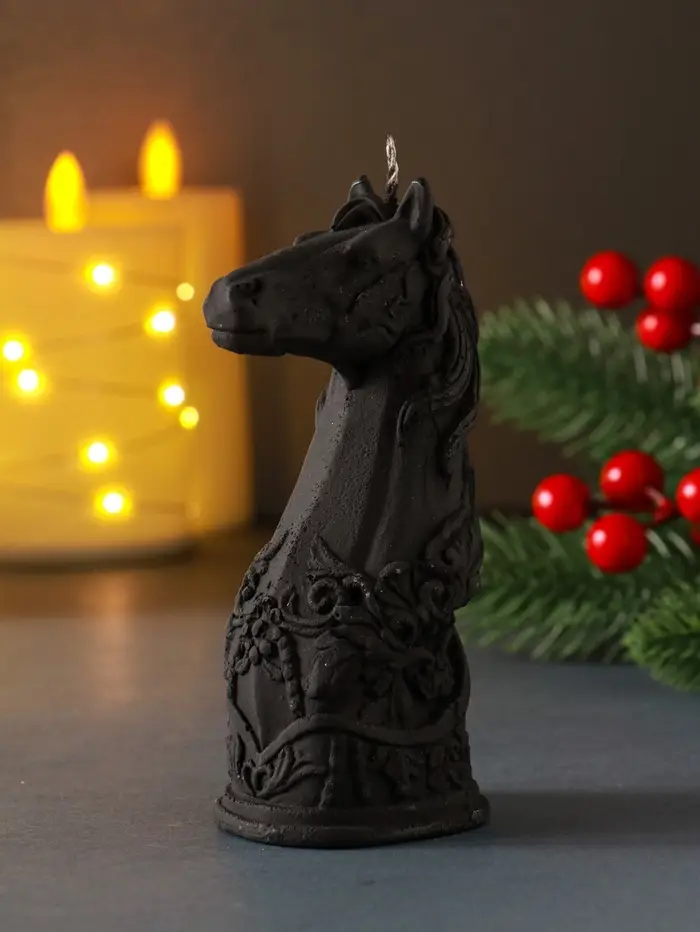 Свеча Символ Года  "Лошадь", 12,5*5*6,5, черная