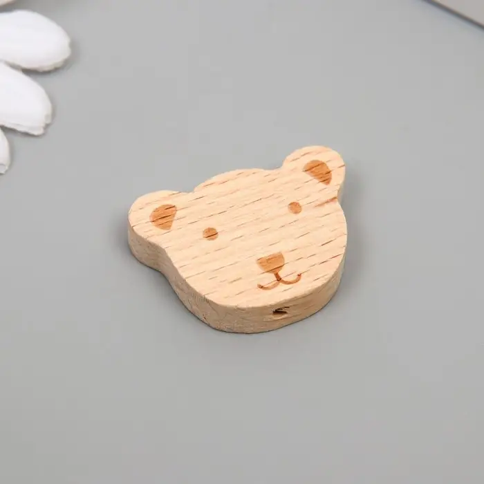 Бусина для творчества дерево "Мишка" 3,5х2,6 см