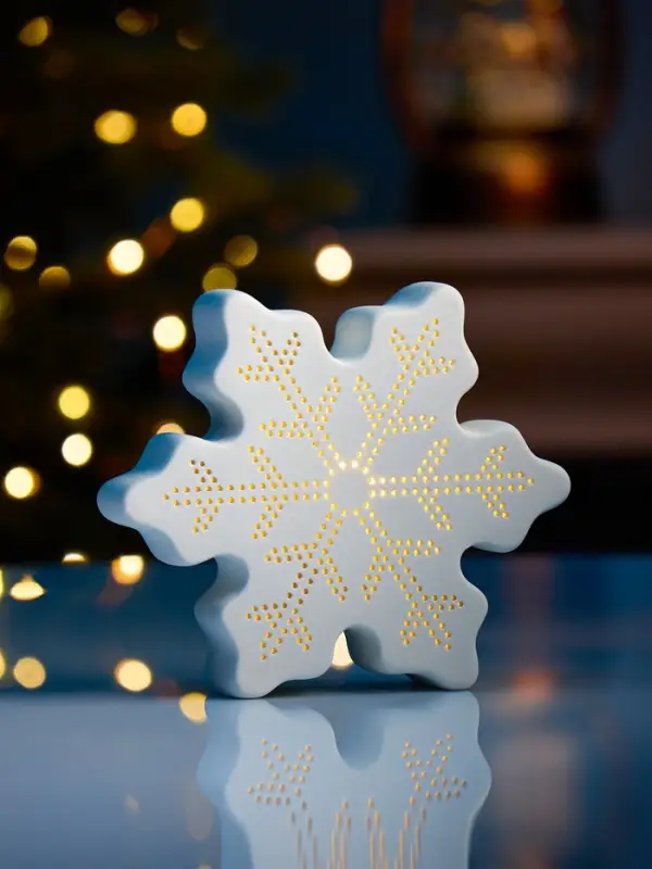 Светодиодная фигура &laquo;Снежинка&raquo; 13.2&times;11.6&times;4 см, 1 LED, керамика, от батареек LR44&times;2, свечение тёплое белое