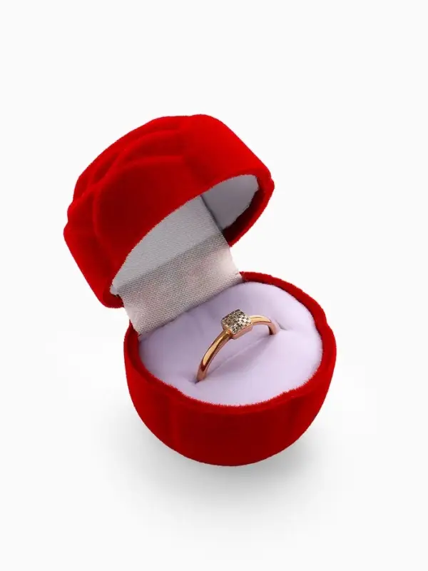 Футляр под кольцо, серёжки &laquo;Роза&raquo;, без листьев, бархатный, 4.5&times;3.5 см, красный