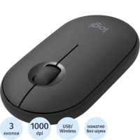 Мышь компьютерная Logitech WRL PEBBLE M350 BLACK 910-005576