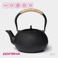 Чайник Доляна &laquo;Восточная ночь&raquo;, 1.6 л, с ситом, индукция, чугун, чёрный