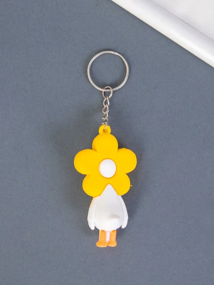 Брелок для ключей на кольце &laquo;Утёнок в карнавальной шапке&raquo;, резина, 2.4&times;1.5&times;6.4 см, МИКС