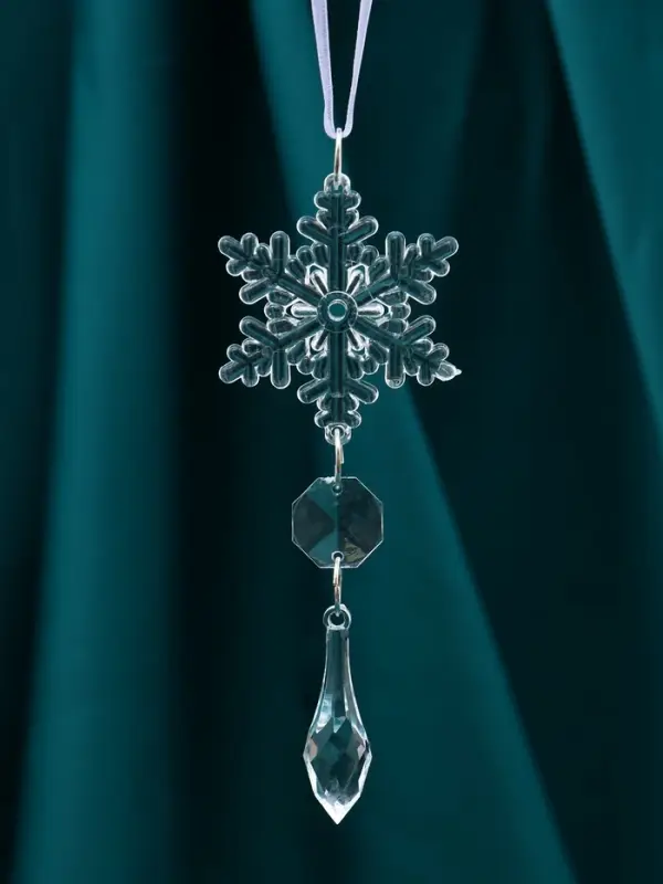 Украшение ёлочное "Льдинка" снежинка капелька, 13х4,5 см, прозрачный