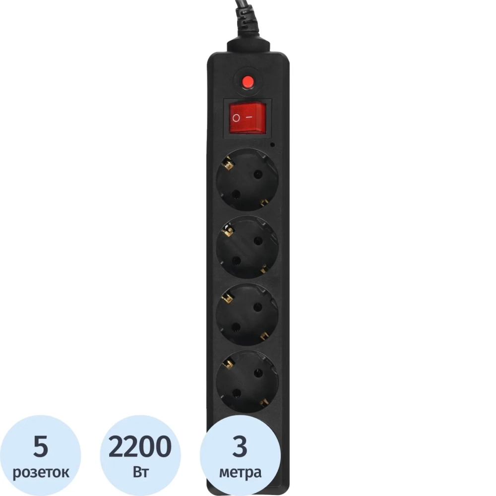 Сетевой фильтр Buro 500SH-3-B 3м (5 розеток) черный