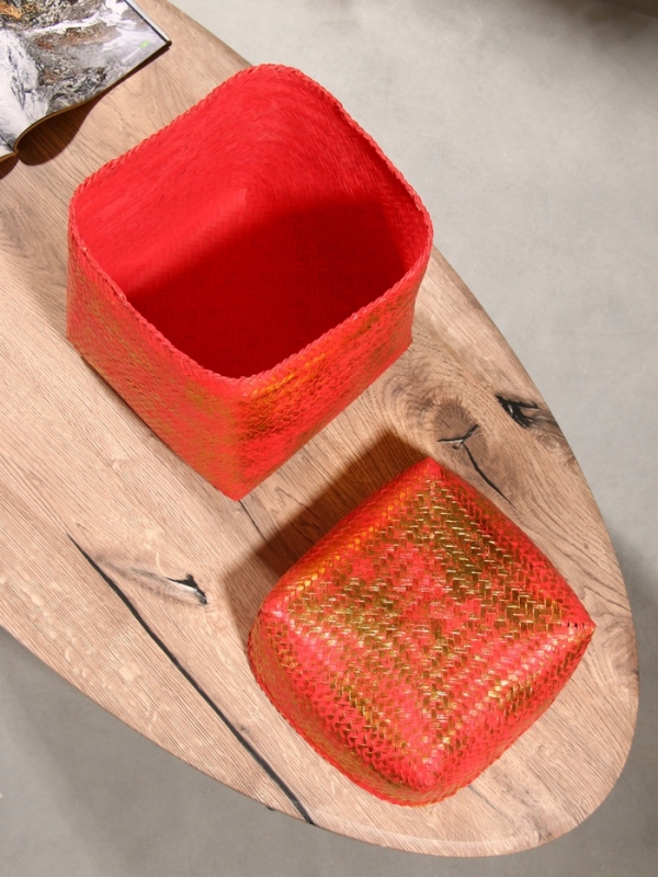 Корзинка плетеная "Голден" 25х25х30 см, розовый