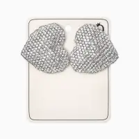 Серьги "Сияние вечера" сердце, цвет белый в серебре