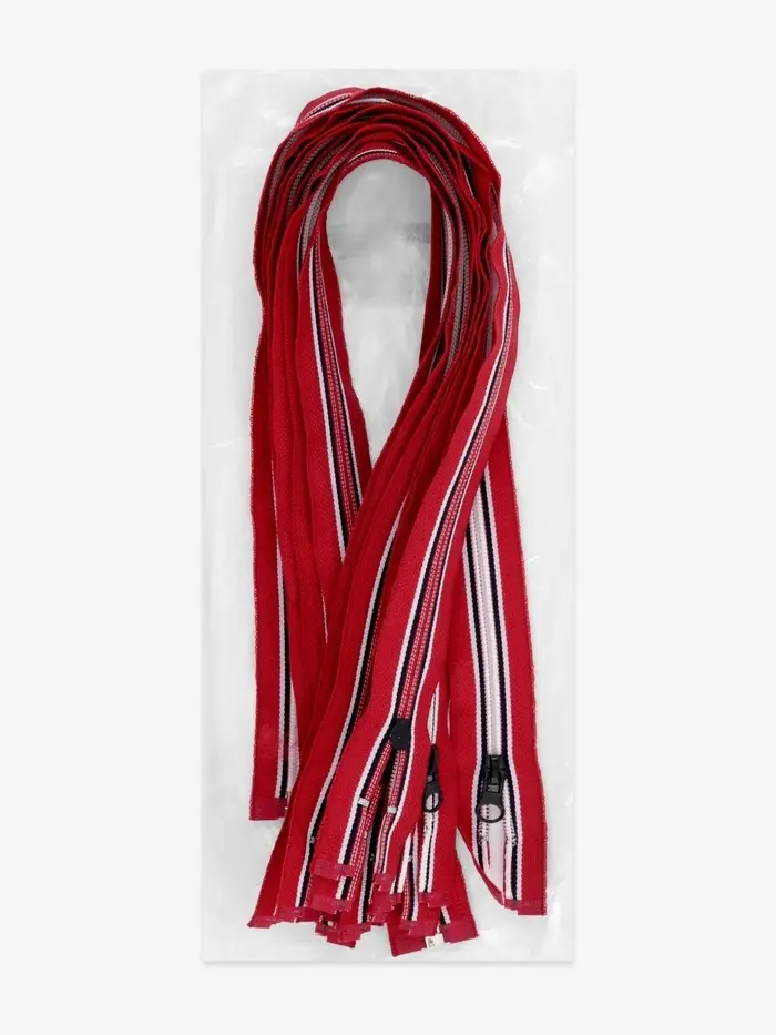 Молния &laquo;Спираль&raquo;, №5, разъёмная, замок автомат, 60 см, красная, белая, чёрная