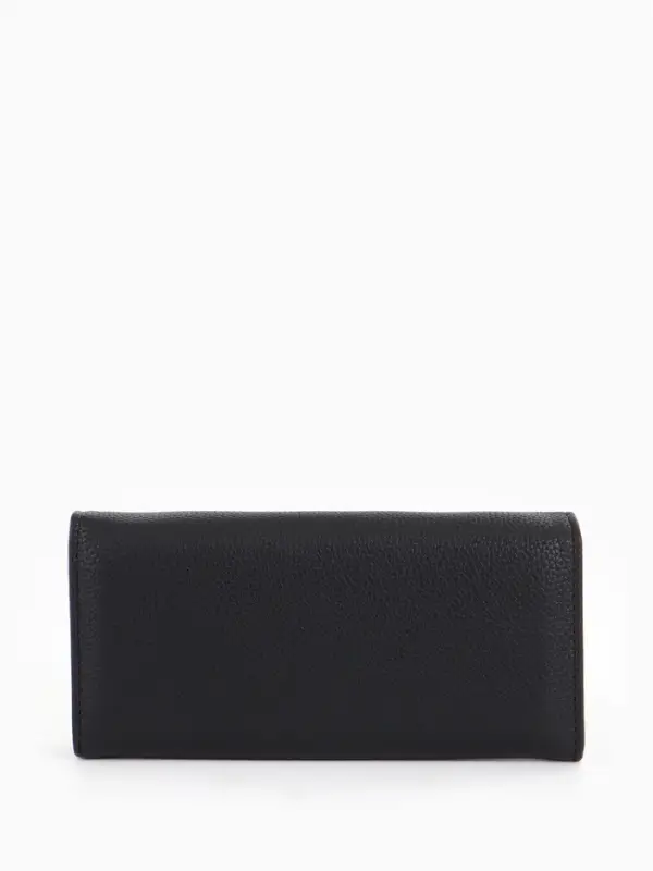 Кошелёк женский на магните, 19&times;3&times;10 см, однотонный, 3 отделения, чёрный