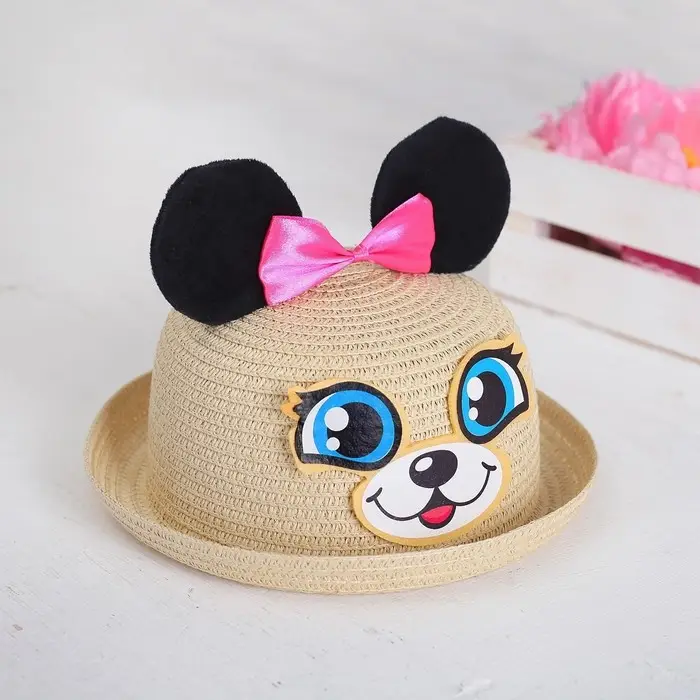 Панама детская соломенная для девочки «Мышка», с ушками,, р-р 52-54, 2-6 лет Панама детская соломенная для девочки «Мышка», с ушками,, р-р 52-54, 2-6 лет