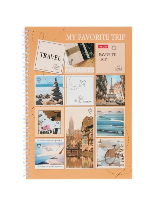 Тетрадь А4 80л кл Hatber Тетрадь А4 80л кл Hatber "TRAVEL", на греб, перф на отрыв, многоцв срез, глянц лам 2В МИКС