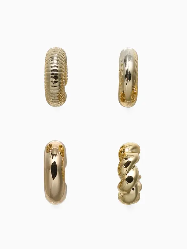Набор серьга и каффы &laquo;Бублики&raquo;, набор 4 шт. цвет золото