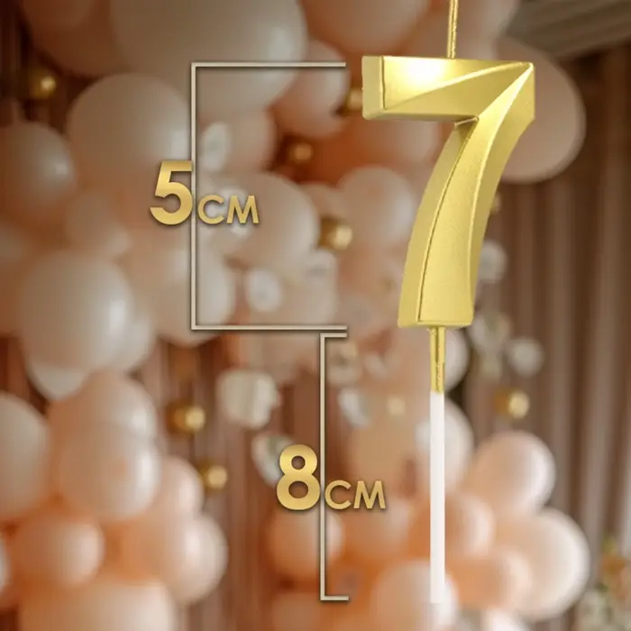 Свеча в торт на шпажке «Цифра 7», золотая, 5 см