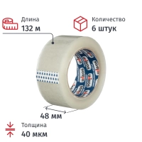 Клейкая лента одностор. упаковоч. UNIBOB 48х132 прозрач. 40мкр 6 шт/уп