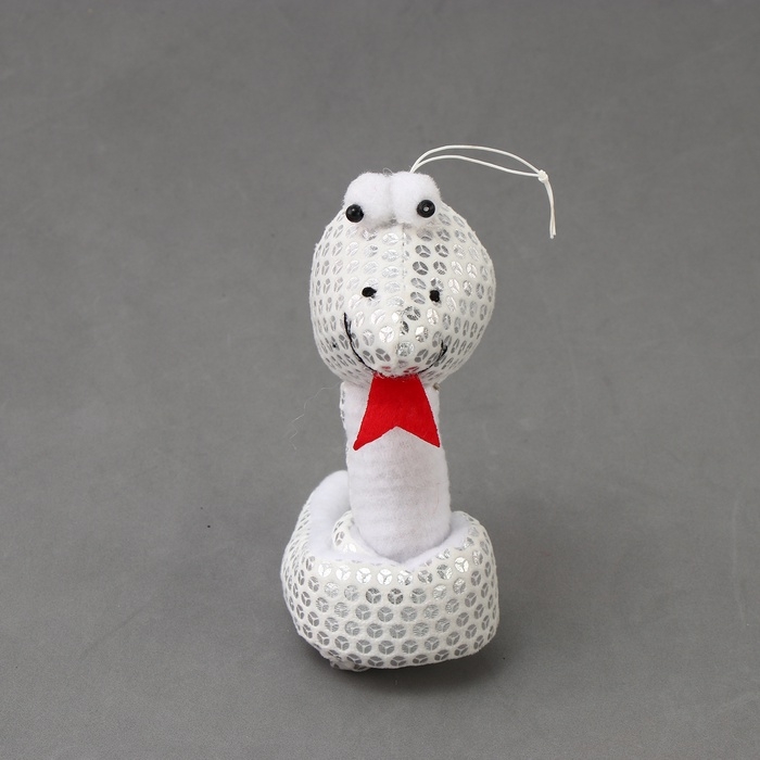 Мягкая игрушка  Мягкая игрушка "Змея" с пайетками, на подвесе, 13 см, цвет серебро