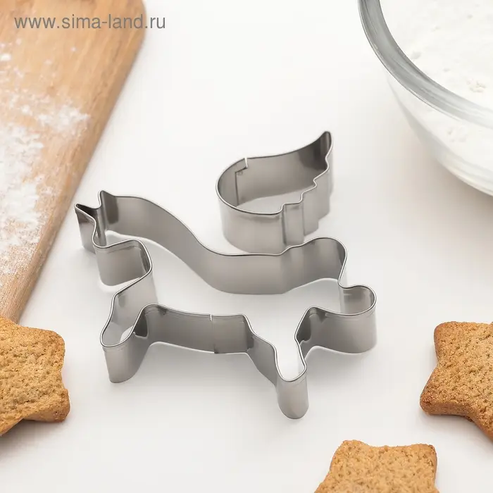 Набор форм для печенья Доляна «Единорог», 2 шт, 9×7×2 см, цвет серебристый Набор форм для печенья Доляна «Единорог», 2 шт, 9×7×2 см, цвет серебристый
